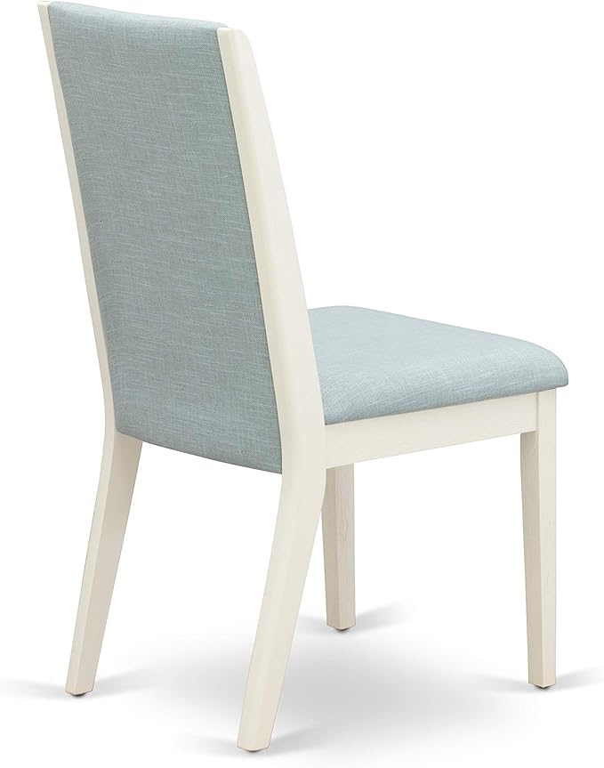 East West Furniture X077LA015-7 7 Piece Dining Room Table Set Consist of a Rectangle Kitchen Table with X-Legs and 6 Baby Blue Linen Fabric Parson Dining Chairs, 40x72 Inch, Multi-Color