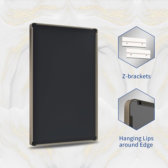 WEER 48x30 Inch Bronze Bathroom Mirror for Vanity, Brushed Bronze Metal Frame Mirror for Wall, Rounded Rectangle Bronze Frame Mirror with Tempered Glass, Anti-Rust (Horizontal/Vertical)
