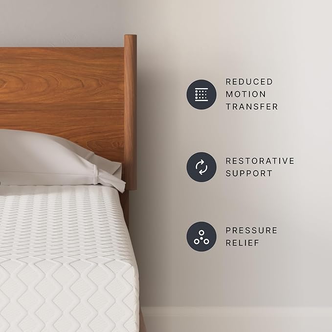 Signature Design by Ashley Queen Size Chime 12 Inch Medium Firm Memory Foam Mattress with Green Tea & Charcoal Gel for Pressure Relief, Fiberglass Free, Mattress In A Box