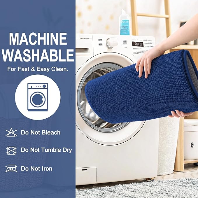 OLANLY Thick Memory Foam Bath Mat Rug 44x24, Extra Soft Absorbent Bathroom Rug, Quick Dry Bath Mats, Non-Slip, Machine Washable Carpet for Bathroom, Tub and Shower, Home Decor Accessories, Navy