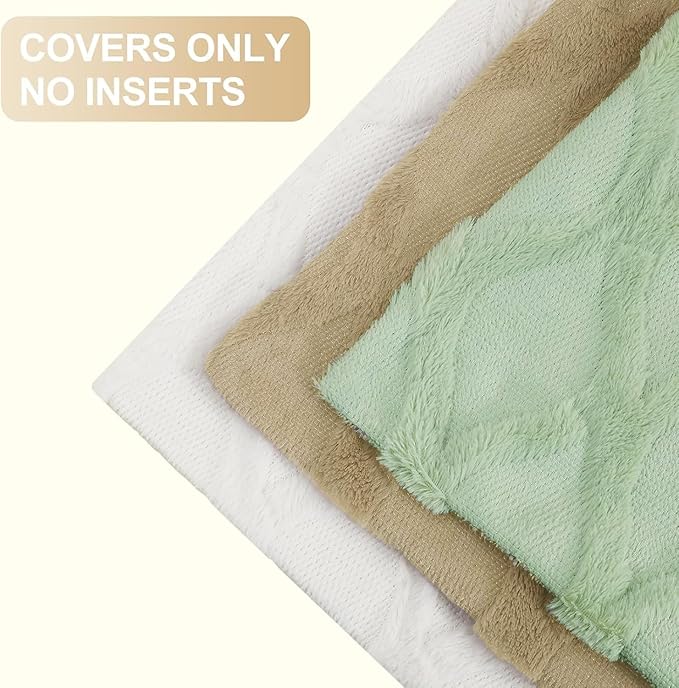decorUhome Throw Pillow Covers 18x18 Inch Set of 2, Soft Plush Faux Fur Wool Sage Green Couch Pillow Covers, Decorative Neutral Pillow Cases for Bed Sofa Living Room Home Decor