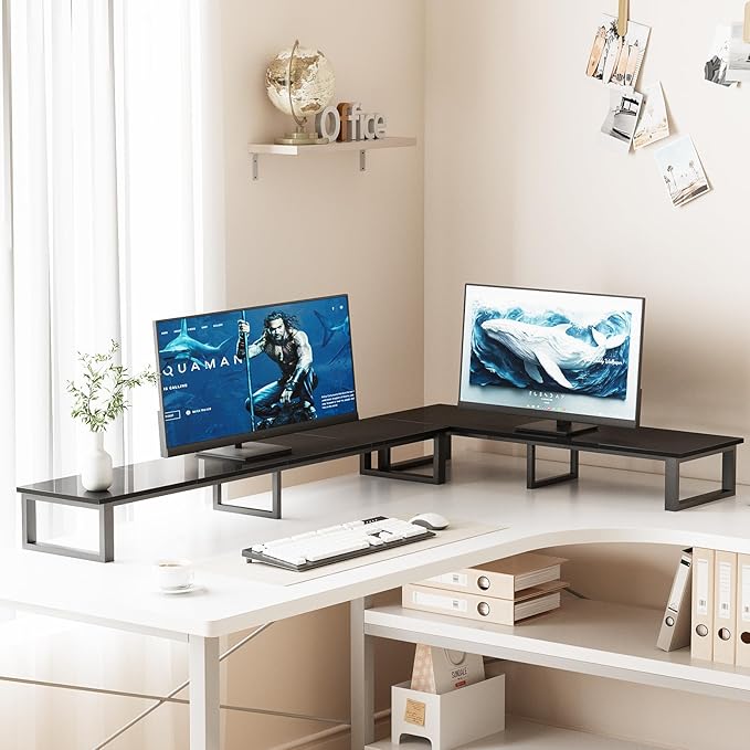 59" Large TV Riser Stand for 32-75 Inch TV, TV Shelf with Steel Legs, Tabletop TV Riser for Home Living Room, Study Office (Black)