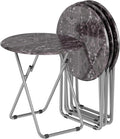 Folding Round TV Tray Table Set of 4, TV Dinner Table with Sturdy MDF Top, Eating Trays for Living Room with No Assembly Required, 17.5 x 17.5 x 26 in (Black Marble, 4Pcs)