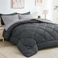HEVUMYI 120x98 Oversized King Comforter Set - 7-Piece All Season Bed in a Bag Oversized King, Ultra Soft Bedding Set with 120 x 98 Comforter, Flat Sheet, Fitted Sheet, Pillowcases, Dark & Light Grey