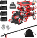 Upgraded Furniture Dolly Movers 5 Wheel Heavy Duty 3000LBS Capacity Carbon Steel Panel 360° Rotating Casters Furniture Slider for Sofa Refrigerator Piano (Red, 6in)