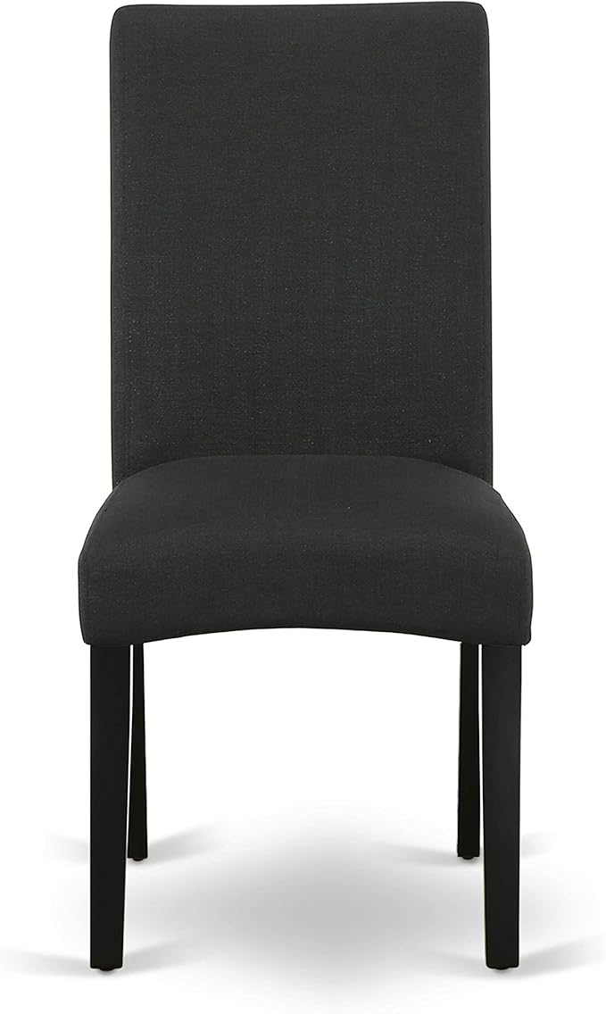 East West Furniture LGDR5-BLK-24 5 Piece Dining Set Includes a Rectangle Dining Room Table with Butterfly Leaf and 4 Black Color Linen Fabric Upholstered Chairs, 42x84 Inch, Black