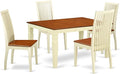 East West Furniture WEIP5-BMK-W 5 Piece Dining Set Includes a Rectangle Dining Table with Butterfly Leaf and 4 Kitchen Chairs, 42x60 Inch, Buttermilk & Cherry