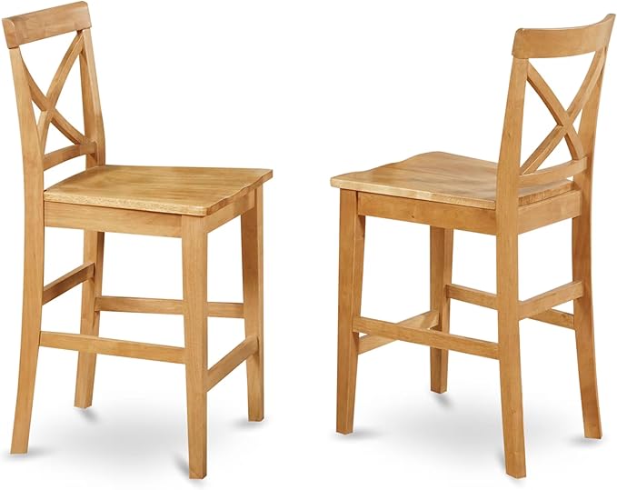 East West Furniture JAPB5-OAK-W 5 Piece Counter Height Dining Table Set Includes a Round Kitchen Table with Pedestal and 4 Dining Chairs, 36x36 Inch, Oak