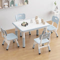 GarveeHome Kids Table and 4 Chairs Set, Height Adjustable Toddler Table and Chair Set, Graffiti Desktop, Children Study Table for Home Daycare Preschool for Ages 2-8