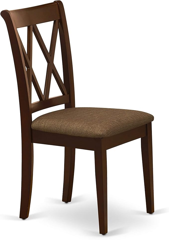 East West Furniture DUCL5-MAH-C 5 Piece Kitchen Table Set for 4 Includes a Rectangle Dining Table and 4 Linen Fabric Dining Room Chairs, 36x60 Inch, Mahogany