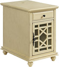 Martin Svensson Home Elegant Chairside End Table with Power, Antique Cream White