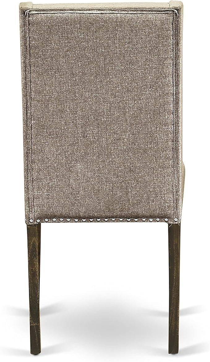 East West Furniture X777FL716-6 6 Piece Dining Table Set Contains a Rectangle Table with X-Legs and 4 Dark Khaki Linen Fabric Upholstered Chairs with a Bench, 40x72 Inch, Multi-Color