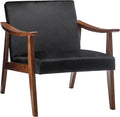 Container Furniture Direct Accent Chair with Velvet Upholstery and Solid Wood Frame, Classic Mid-Century Modern Living Room Furniture for Extra Seating, Black