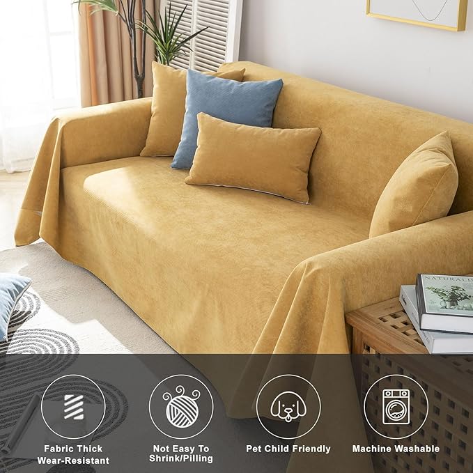 STACYPIK Waterproof Ginger Couch Cover for Sectional, Loveseat Covers, Futon Cover, L Shaped Cover, Anti-Cat Scratch Furniture Protector for 2 Cushion Couch，Washable Pets Protector Sofa Cover-71X71IN