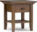 SIMPLIHOME Redmond SOLID WOOD 19 inch Wide Square Transitional End Side Table in Rustic Natural Aged Brown for the Living Room and Bedroom