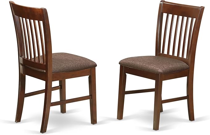East West Furniture HBNF5-MAH-C 5 Piece Dining Table Set for 4 Includes a Round Kitchen Table with Pedestal and 4 Linen Fabric Dining Room Chairs, 42x42 Inch, Mahogany