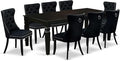 East West Furniture LGDA9-BLK-24 9 Piece Dining Table Set Includes a Rectangle Kitchen Table with Butterfly Leaf and 8 Polyester Fabric Upholstered Chairs, 42x84 Inch, Black