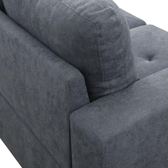 Dark Grey L-Shaped 3-Piece Flannelette Sofa with Storage Ottoman Set, Sectional Couch Sofa Set for Living Room, Office, Small Space