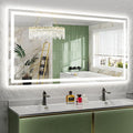 68x36 Inch LED Bathroom Mirror with Lights Front and Backlit Lighted Vanity Mirror for Bathroom Wall with 3 Colors Dimmable Anti-Fog Memory Shatter-Proof IP54 Waterproof Horizontal/Vertical