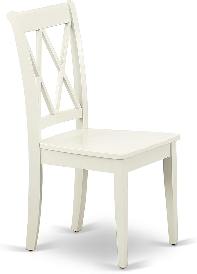 East West Furniture HBCL5-LWH-W 5 Piece Dining Set Includes a Round Dining Room Table with Pedestal and 4 Kitchen Chairs, 42x42 Inch, Linen White