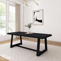 Plank+Beam 84 Inch Farmhouse Dining Table, Solid Wood Rustic Kitchen Table, Large Wooden Rectangular Dinner Table for Dining Room, Home Office, Living Room Furniture, Easy Assembly, Black Wirebrush