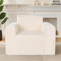 Giant Bean Bag Chair for Adults, Non-Slip Floor Sofa with High Backrest & Wider Armrest, Upgrade Whole Sponge Bean Bag Sofa Couch for Bedroom Living Room(Large,Beige,Stripe Plush)