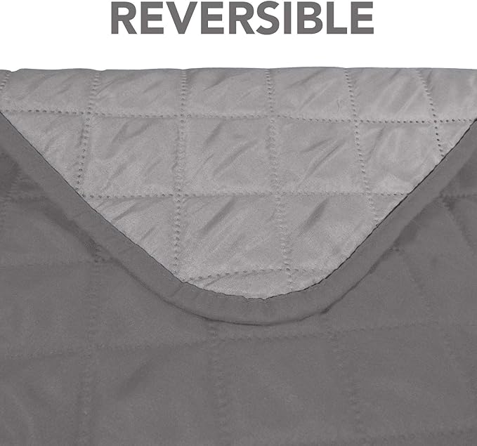 PureFit Reversible Sofa Cover Water Resistant Loveseat Couch Cover, Machine Washable Furniture Cover with Non-Slip Foam and Adjustable Strap for Dogs, Pets (Loveseat, Gray/Light Gray)