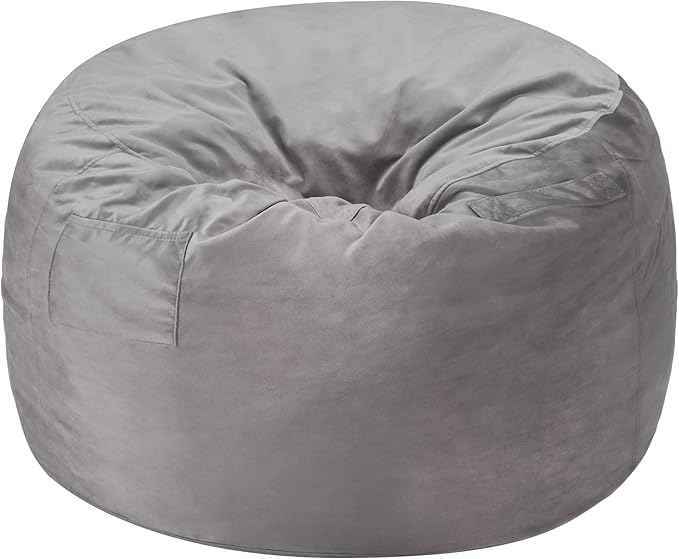 Homguava 6 FT Bean Bag Chair: 6' Bean Bags with Memory Foam Filled, Large Beanbag Chairs Soft Sofa with Dutch Velvet Cover-Light Grey