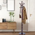 Coat Racks Free Standing with 14 Hooks, Natural Wood Coat Stands for Entryway, Adjustable Height 72 in Tree Coat Rack Stand for Hallway Home Office Bedroom (Mahogany Ruyi)