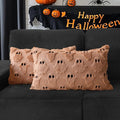 4TH Emotion Halloween Ghost Decorative Lumbar Pillow Covers 12x20 Set of 2, Light Brown Soft Plush Faux Fur Farmhouse Throw Cushion Cases for Fall Autumn Holiday Home Decorations