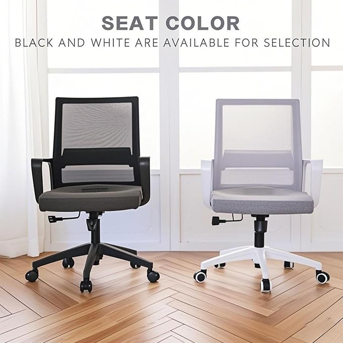 Office Chair ergonomically Designed with Breathable mesh backrest and Lumbar Support Adjustable Height Suitable for Offices Homes bedrooms Study Rooms Black