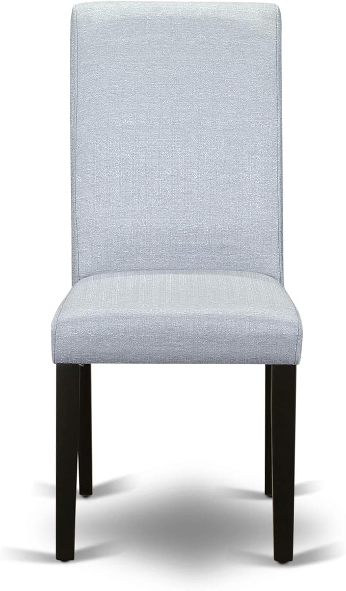 East West Furniture LGBA5-BLK-05 5 Piece Dinette Set Includes a Rectangle Dining Table with Butterfly Leaf and 4 Grey Linen Fabric Parson Dining Room Chairs, 42x84 Inch, Black