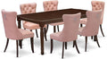 East West Furniture DODA7-MAH-23 7 Piece Kitchen Table Set Includes a Rectangle Dining Table with Butterfly Leaf and 6 Polyester Fabric Upholstered Chairs, 42x78 Inch, Mahogany