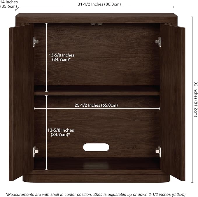 Henn&Hart 32" Wide Rectangular Accent Cabinet in Warm Brown, for Home, Living Room, Bedroom, Entertainment Room, Office