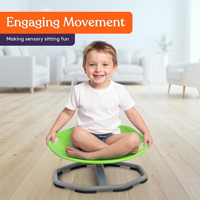 Special Supplies Spinning Chair for Kids- Versatile Kids Sit and Spin Sensory Chair for Training Body Coordination - Sensory Swivel Chair for Playroom, Bedroom, or Nursery (Green)