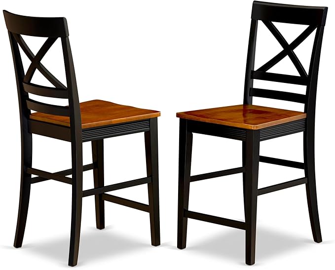East West Furniture QUIN9-BLK-W 9 Piece Dining Room Furniture Set Includes a Rectangle Wooden Table with Butterfly Leaf and 8 Kitchen Dining Chairs, 40x78 Inch, Black & Cherry