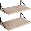 SAUMONIER Floating Shelves Bookshelf for Bedroom Bathroom Living Room Wood Wall Mounted Wide Deep Storage, Rustic Torched 24 Inch Shelves Set of 2