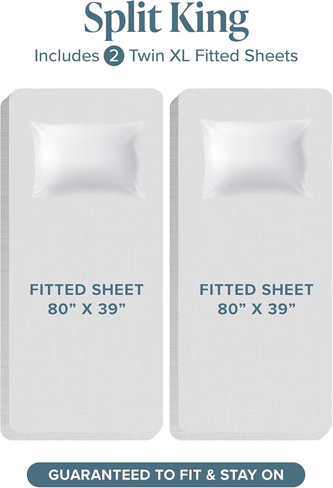 Bare Home Split King Sheet Set - 1800 Ultra-Soft Microfiber Bed Sheets - Double Brushed - Deep Pockets - Easy Fit - 5 Piece Set - Bed Sheets & Pillowcases (Split King, Cream)