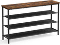 VASAGLE Shoe Rack, 4-Tier Shoe Storage Organizer for Entryway and Closet, Holds 15-18 Pairs of Shoes, 3 Fabric Shelves, Steel Frame, Industrial, Rustic Brown and Black ULBS135B01