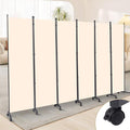 Room Divider 6 Panel Room Dividers/Wheels, Fabric Room Divider Panel for Office Room Partitions and Dividers, Portable Partition Wall Divider for Room Separation, Privacy Screen (Cream, Wheel-132'')