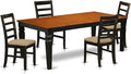 East West Furniture LGPF5-BCH-C 5 Piece Modern Dining Table Set Includes a Rectangle Wooden Table with Butterfly Leaf and 4 Linen Fabric Dining Room Chairs, 42x84 Inch, Black & Cherry