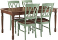 Crosley Furniture Shelby 5-Piece Traditional Dining Table Set for 4, Dinner Tables with Kitchen Chairs, Distressed Teal/Dark Cherry
