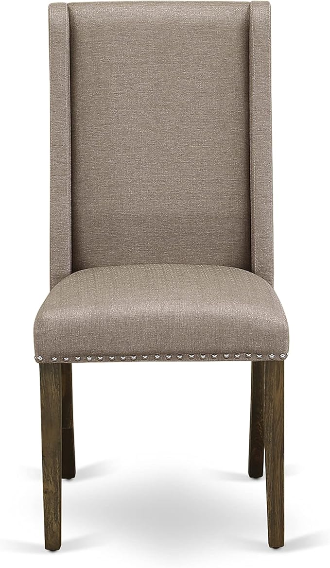 East West Furniture X797FL716-5 5 Piece Dining Table Set for 4 Includes a Rectangle Kitchen Table with X-Legs and 4 Dark Khaki Linen Fabric Parson Dining Chairs, 40x72 Inch, Multi-Color