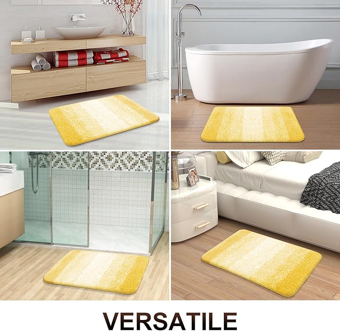 OLANLY Bathroom Runner Rugs 59x20, Extra Soft Absorbent Microfiber Bath Rugs, Rubber Backing, Quick Dry, Machine Washable Bath Mats for Bathroom Floor, Tub and Shower, Home Decor Accessories, Yellow