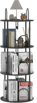 3 Tier Rotating Bookshelf, 360° Spinning Bookshelf Tower, Round Narrow Space Saving for Books and Display, Revolving Bookcase Corner Tall Book Shelf for Small Spaces, Bedroom, Living Room, Black+Black