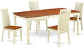 East West Furniture DOIP5-BMK-W 5 Piece Dining Set Includes a Rectangle Dining Room Table with Butterfly Leaf and 4 Wood Seat Chairs, 42x78 Inch, Buttermilk & Cherry