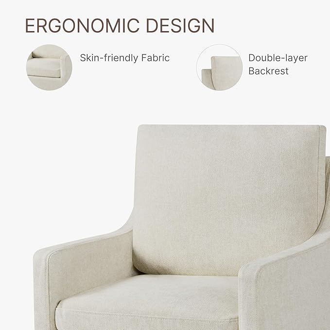 Upholstered Dining Chairs with Casters Washable Cover Side Deskchair with Rollers for Diningroom, Living Room, Cream Beige, 4 Box