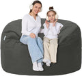 4FT Bean Bag Chair with Ultra Soft Velvet Cover Bean Bag Sofa with Memory Foam Bean Bag Chairs with Large Size Lazy Sofa for Dorm Office Living Room Bedroom Grey 4'