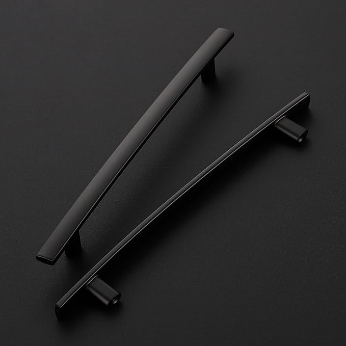 25 Pack Cabinet Handles 6.25" Hole Center - Curved Cabinet Pulls Black Drawer Pulls for Kitchen Cupboard Solid Hardware for Dresser Drawer Arch Hardware