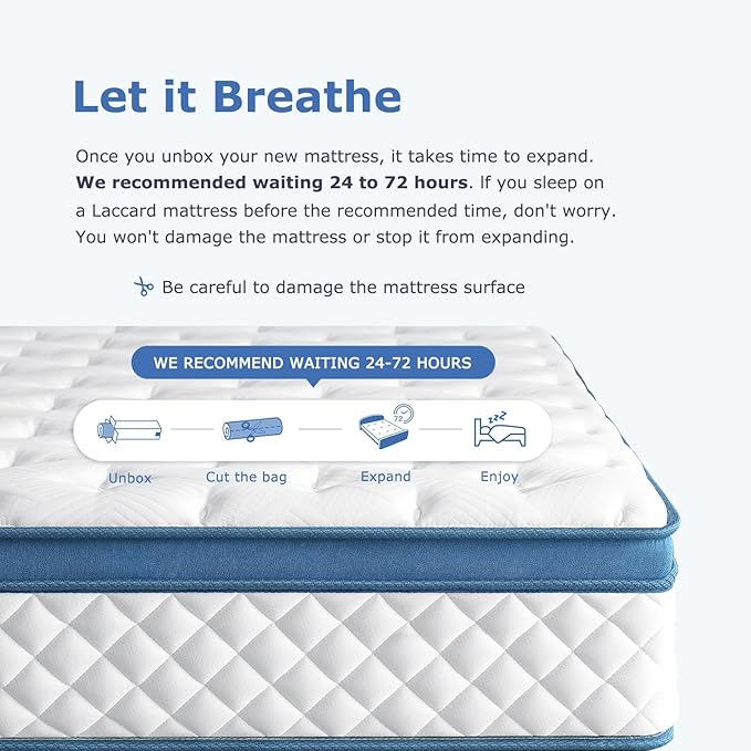 King Size Mattress, 12 Inch Medium Firm Hybrid King Bed Mattress, Memory Foam Mattresses in a Box for Pressure Relief, Individual Pocket Spring-Motion Isolation with Edge Support, CertiPUR-US